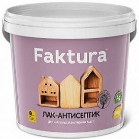 Лак Антисептик Faktura 0.9л Махагон, на Водной Основе с Ионами Серебра и Воском для Наружных и Внутренних Работ / Фактура.