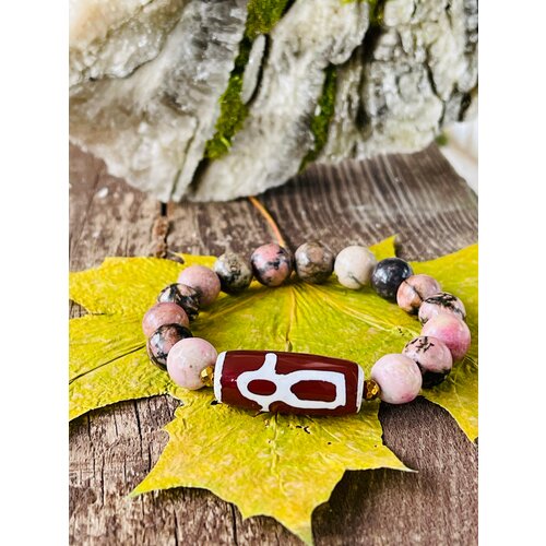 фото Браслет, родонит, 1 шт., размер 17 см, размер m, диаметр 10 см, коричневый dziperm