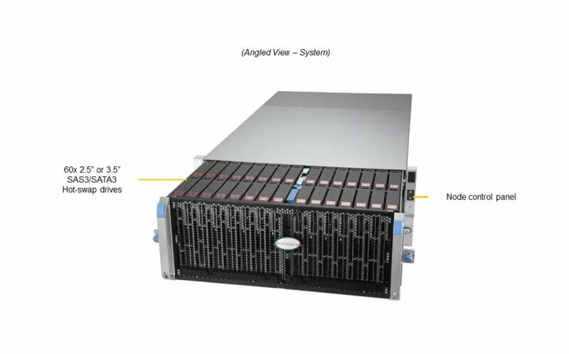 Сервер Supermicro Storage SuperServer SSG-640SP-E1CR60 без процессора/без ОЗУ/без накопителей/количество отсеков 2.5" hot swap: 2/1 x 2000 Вт/LAN 10 Гбит/c — фото 4