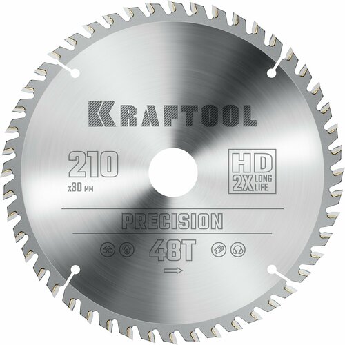 KRAFTOOL Precision, 210 х 30 мм, 48Т, пильный диск по дереву (36952-210-30)