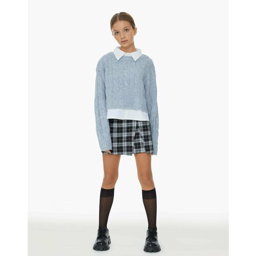 фото Юбка-шорты gloria jeans, размер 13-14л/164 (41), черный, белый
