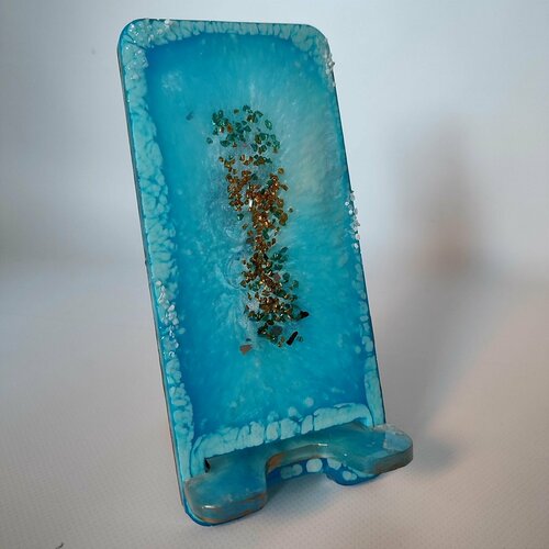 Подставка под телефон Бирюза из эпоксидной смолы 1738₽