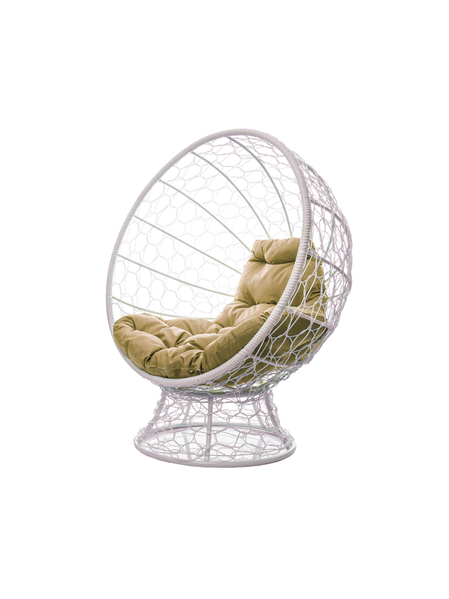 Кресло M-group кокос на подставке с ротангом белое бежевая подушка
