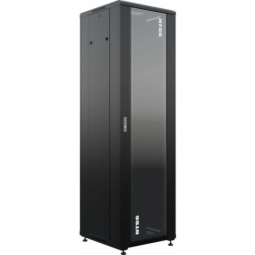 Шкаф коммутационный NTSS Премиум (NTSS-R42U6060GS-BL) напольный 42U 600x600мм пер. дв. стекл металл 900кг черный 86кг