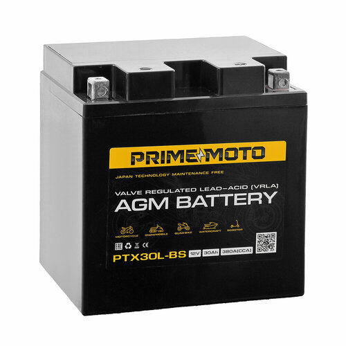 Аккумулятор PRIME MOTO CT 1230 30 Ач 380А О/П PTX30L-BS