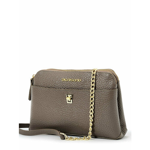 Сумка кросс-боди Di Gregorio, фактура зернистая, коричнево-серый