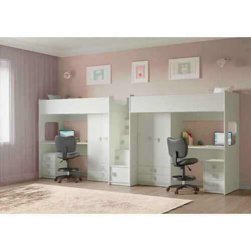 Двухъярусная кровать Л-AA606-606 с тумбами 80х190 Белый Белый 81095₽
