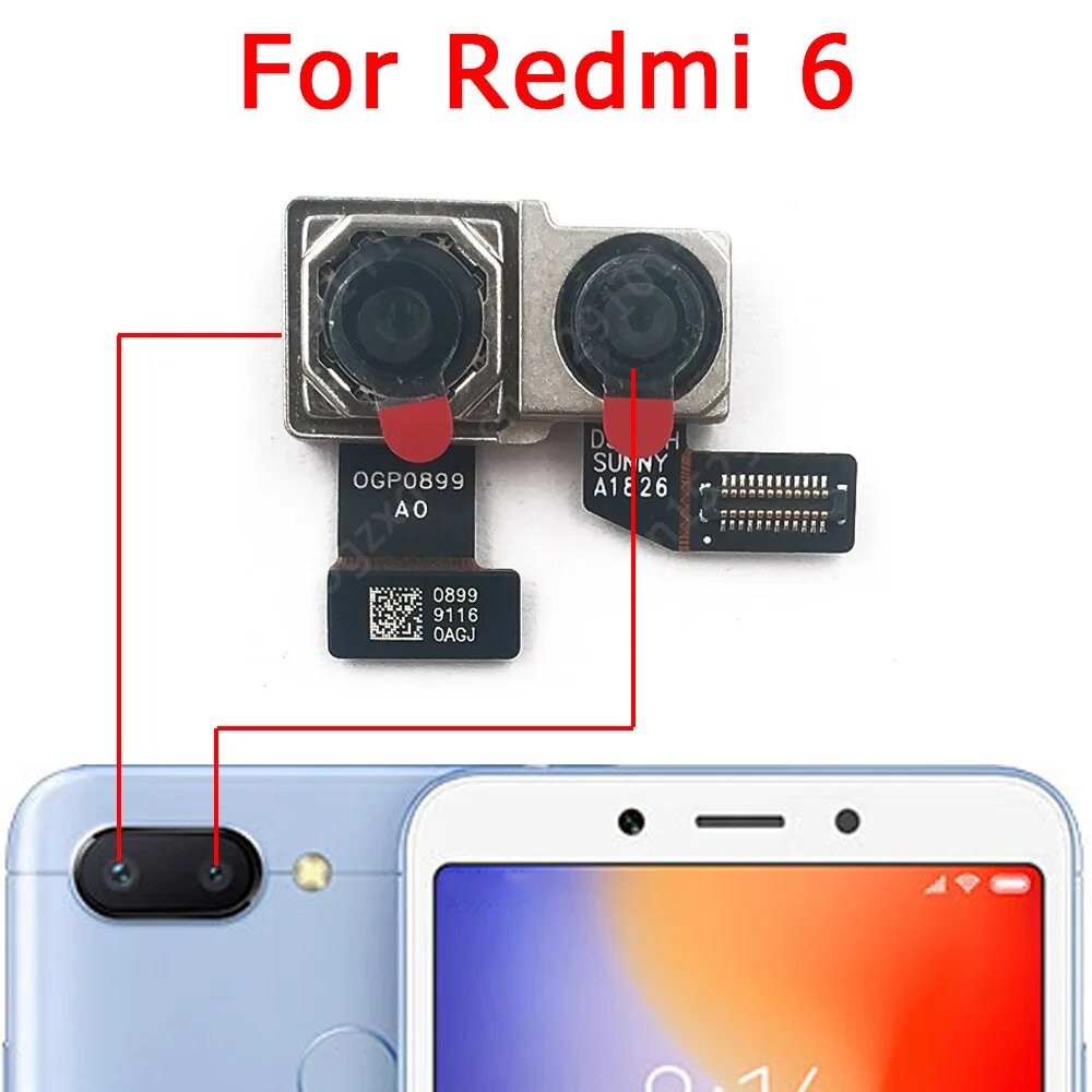 Камеры Заднего Вида Xiaomi Задняя камера для Xiaomi Redmi 7 7A 8 8A 5 Plus 5A 6 6A, модуль камеры заднего вида, запасные части, гибкий задний вид, замена, For Redmi 7A
