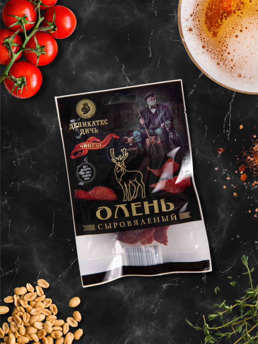 Чипсы из мяса Оленя в подарочной упаковке 35г Деликатес Дичь