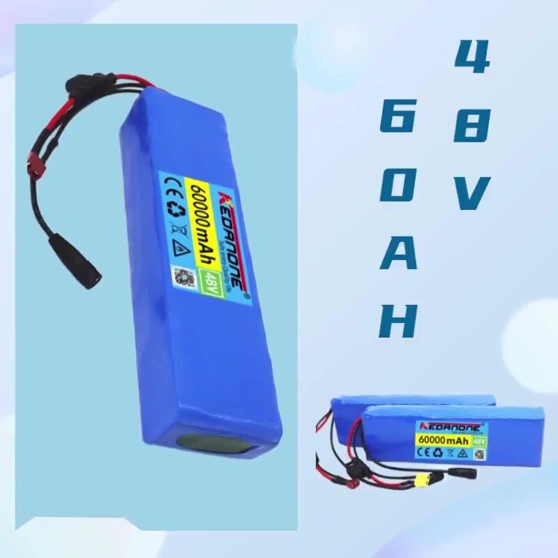 Литий-ионный аккумулятор 18650 48v60ah 1000w13s2p с BMS +DC + XT60, подходит для электровелосипедов и электросамокатов с зарядными устройствами 54,6 В — фото 1