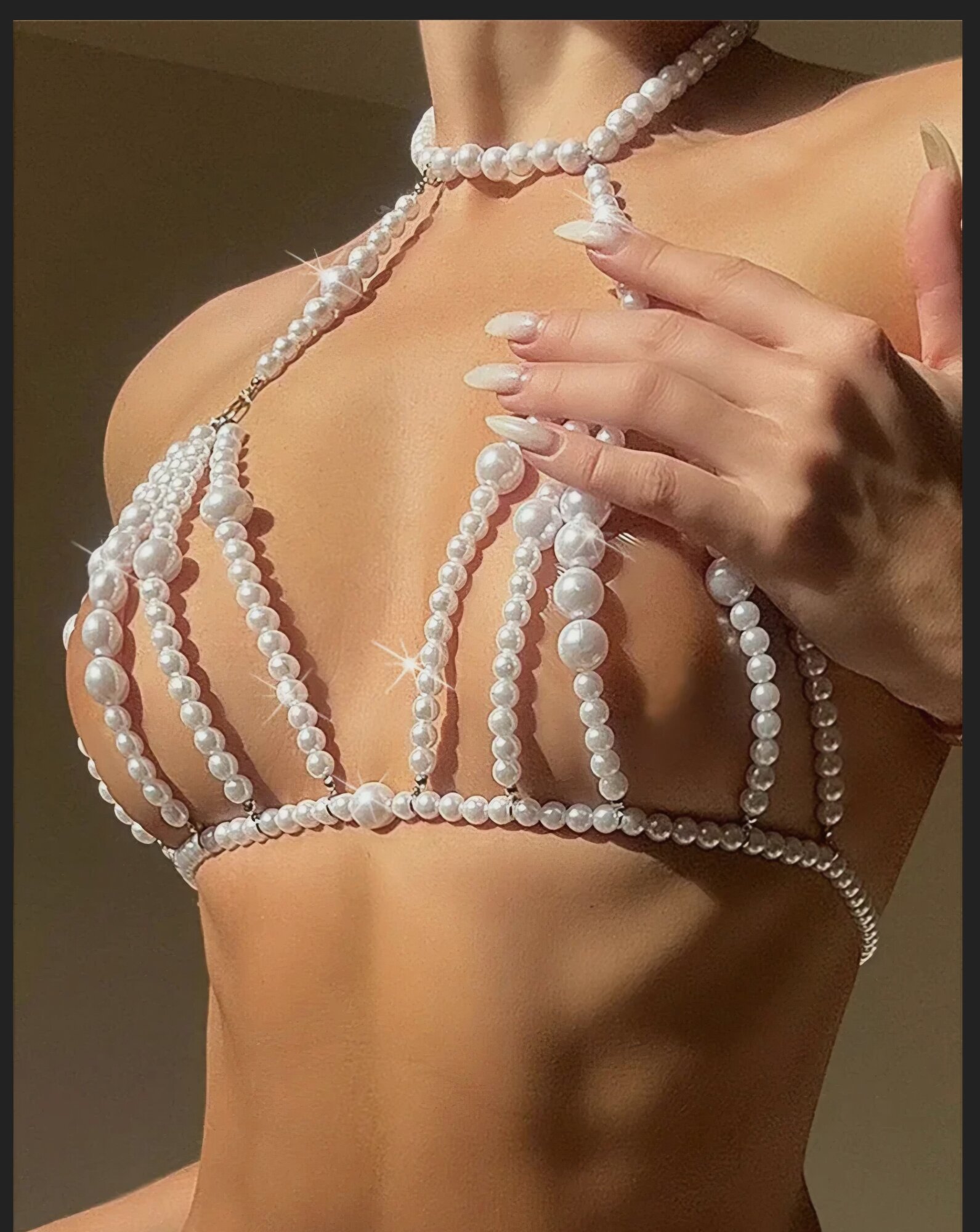 Цепь на тело cosha_brand, длина 35 см, 1 шт., белый