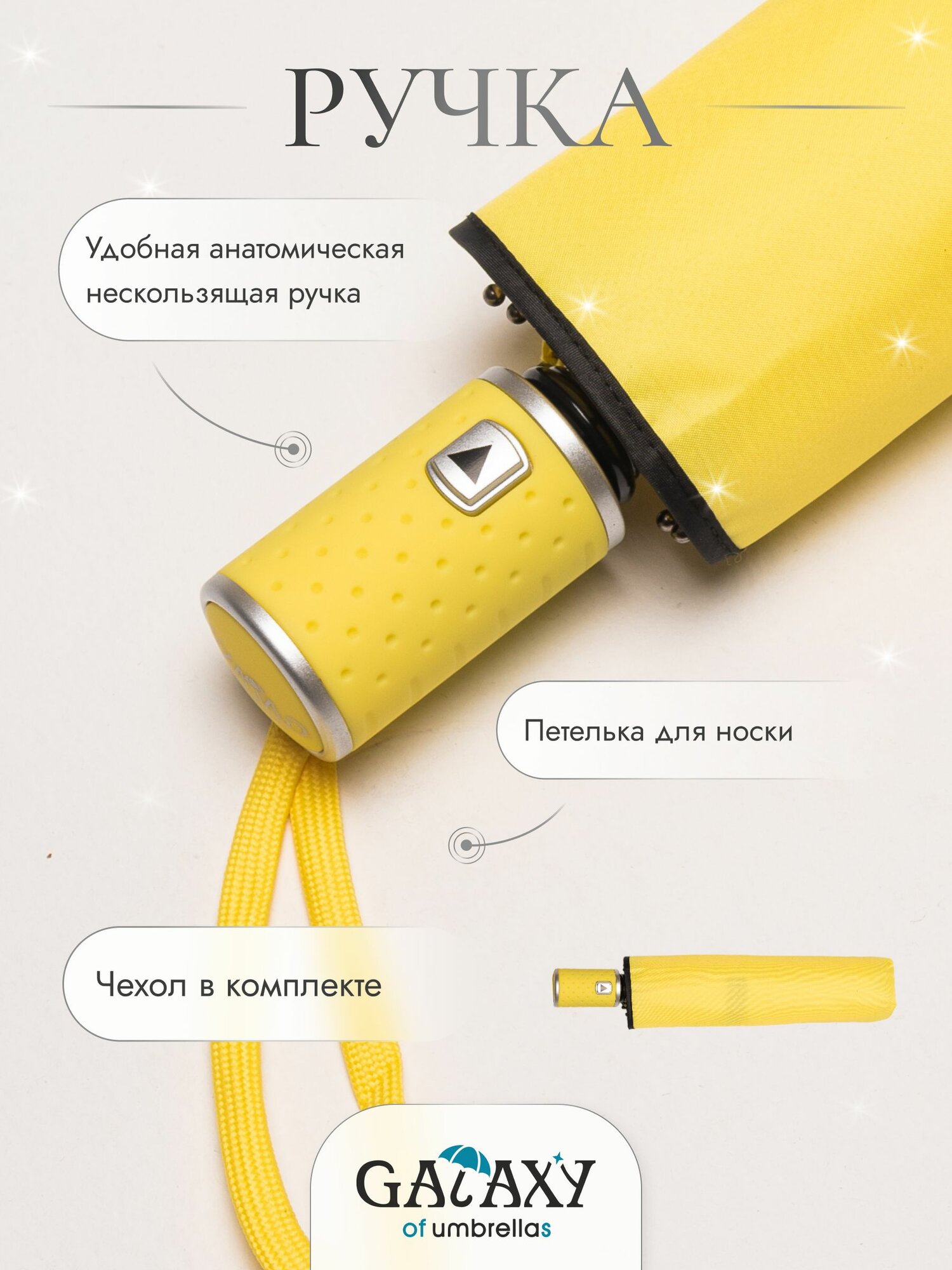Мини-зонт GALAXY OF UMBRELLAS, желтый — фото 1