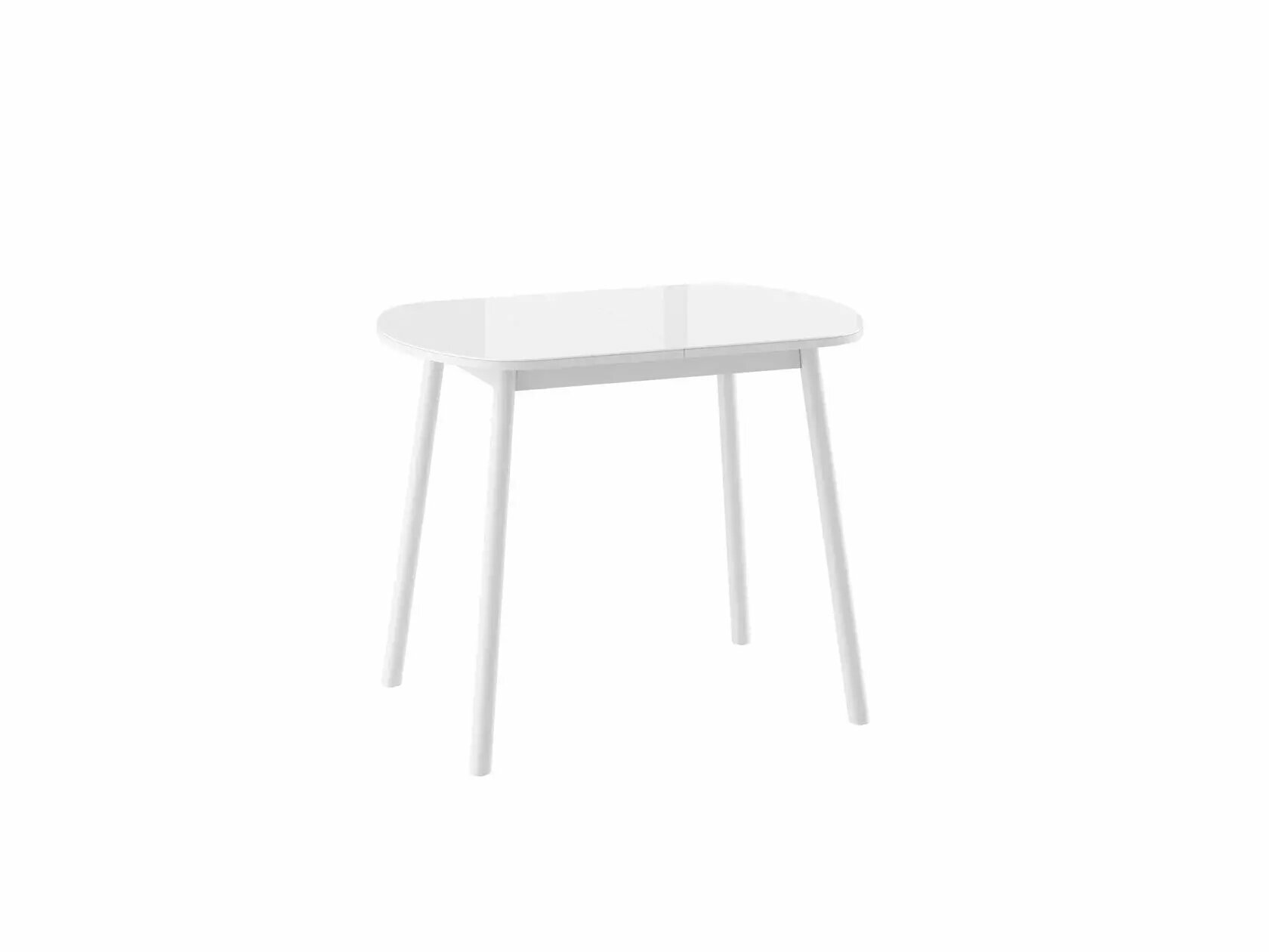 Стол ROUND-94, раздвижной со стеклом 94(126)х64, Белый/Белый