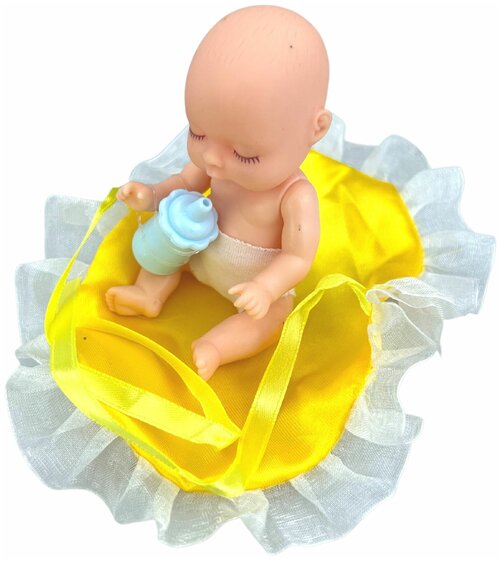 Кукла для девочки Пупс в желтом конверте с бутылочкой в шаре