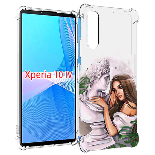 Чехол MyPads девушка-модель-со-статуей женский для Sony Xperia 10 IV (10-4) задняя-панель-накладка-бампер чехол mypads санта клаус девушка для sony xperia 10 iv 10 4 задняя панель накладка бампер