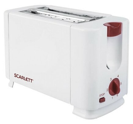 Тостер SCARLETT SC-TM11013, 700 Вт, 2 тоста, 6 режимов, сталь, белый