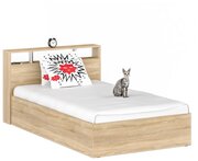 Кровать Камелия 1200, цвет дуб сонома, ШхГхВ 123,5х217х78,2 см, спальное место 1200х2000 мм, без матраса, основание есть