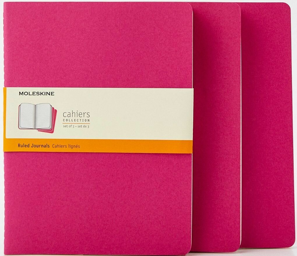 Блокнот Moleskine CAHIER JOURNAL CH021D17 19х25 см обложка картон 120 стр. в линейку, розовый неон (3шт)