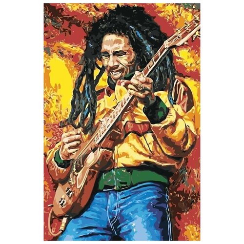 Картина по номерам на холсте на подрамнике ЖПН Боб Марли, Раскраска 40x60 см, Знаменитости Мужчины Люди
