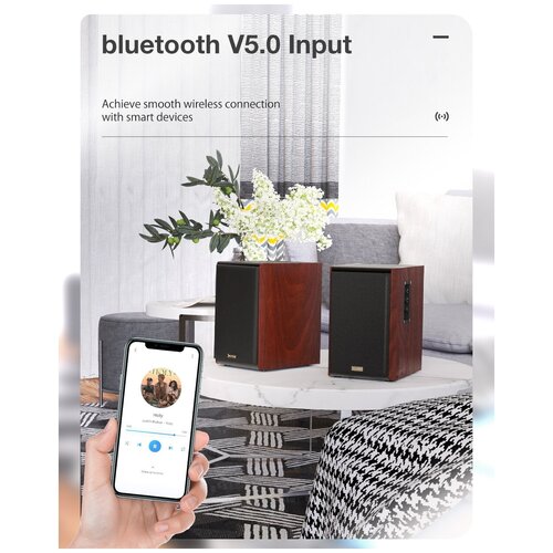 Беспроводные колонки BlitzWolf BW-WOO2 Bookshelf Speaker Brown