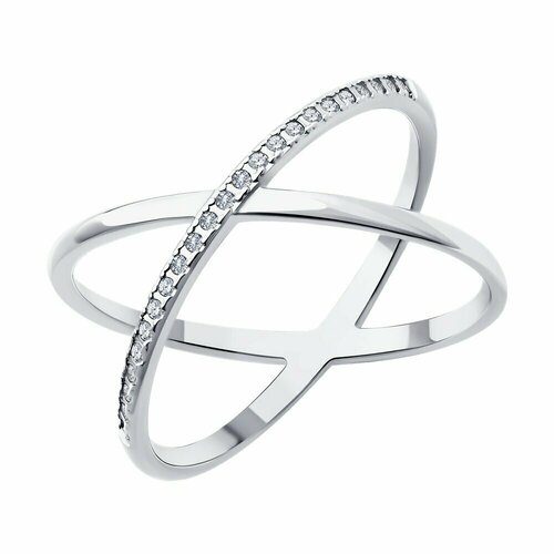 Кольцо Diamant, серебро, 925 проба, родирование, бриллиант, размер 19