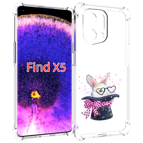 Чехол MyPads кролик в шляпе для Oppo Find X5 задняя-панель-накладка-бампер