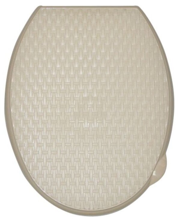 фото Сидение-крышка для унитаза с декором "Ротанг", цвет: латте, 44,5x36x3 см