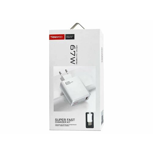 Cетевой Адаптер Tranyoo EU2 5A 67W+USB Кабель Tranyoo Type-C