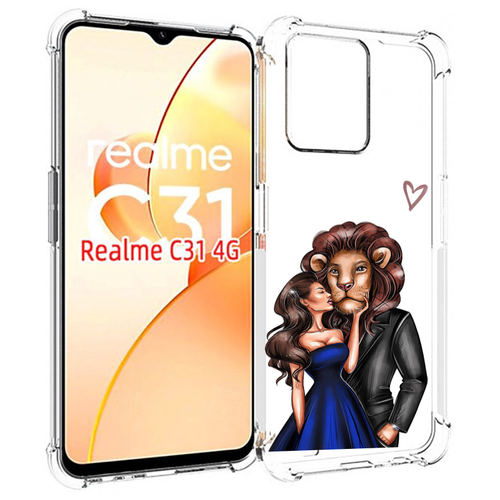 Чехол MyPads лев-в-смокинге для OPPO Realme C31 задняя-панель-накладка-бампер чехол mypads розовый лев для oppo realme c31 задняя панель накладка бампер