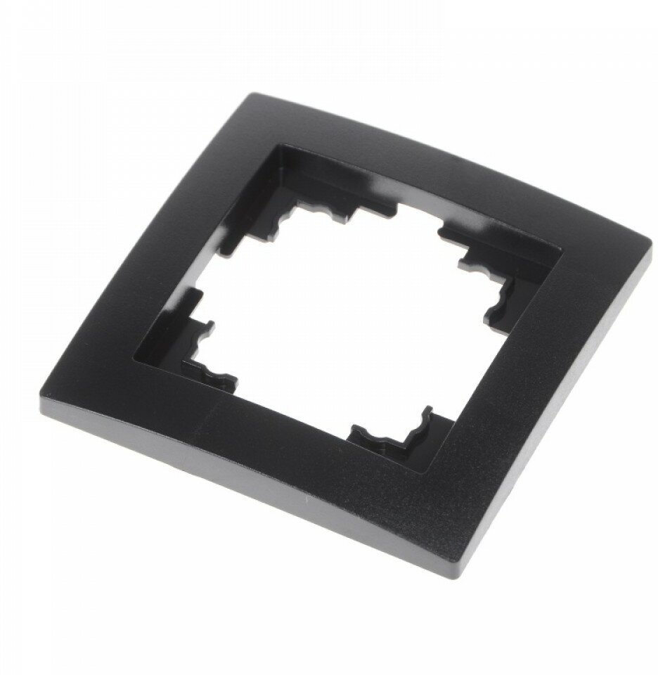 Рамка для розеток и выключателей Lezard Karina 1 пост горизонтальная цвет черный бархат - фото №5