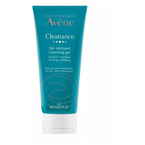 Avene, Cleanance Очищающий, матирующий гель для умывания жирной, комбинированной и чувствительной кожи лица, 200 мл гель для умывания для жирной и проблемной кожи eau thermale avene cleanance 400 мл