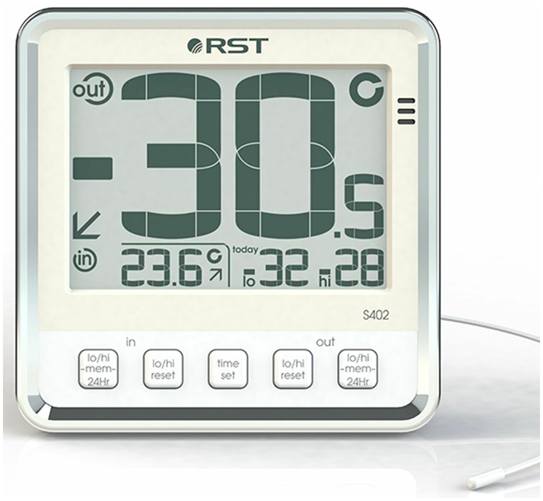 Цифровой термометр с выносным датчиком температуры comfort link S402 (дом/улица, цвет слоновая кость) (RST02402) - фотография № 1