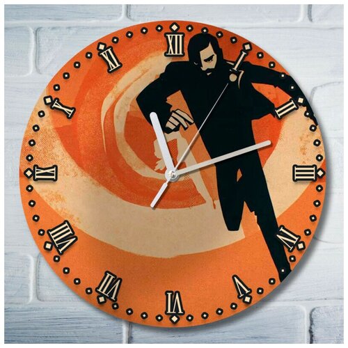 Настенные декоративные часы УФ с рисунком, диаметр 28см игры Deathloop (дефлуп, кольт, джулианна, PS, Xbox, PC, Switch) 4909