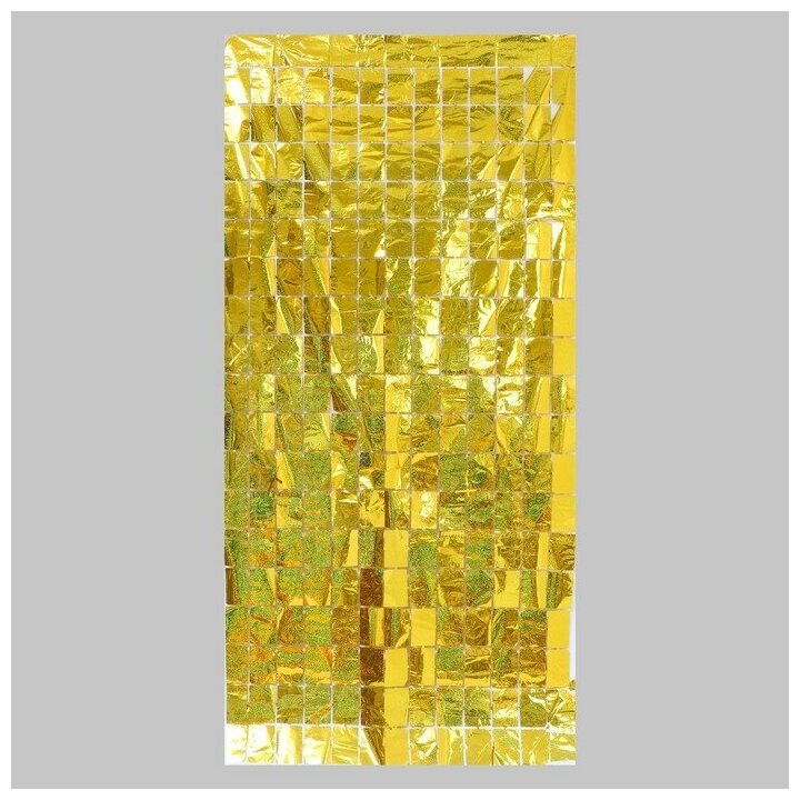 Праздничный занавес голография 100*200 см, цвет золотой