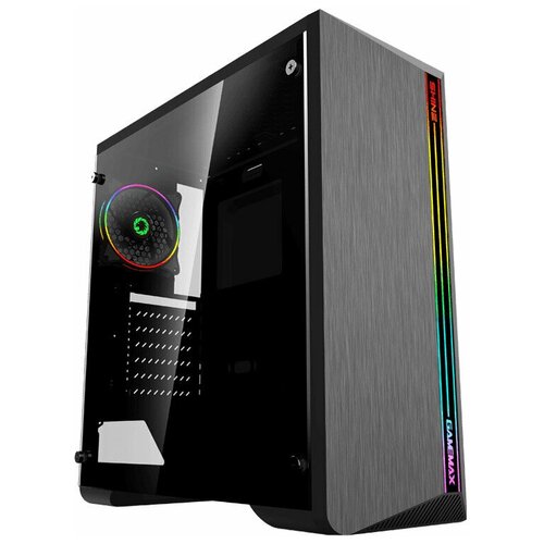 GameMax SHINE MFG. G517 Корпус (ATX Черн. Зак. стек. USB3.0 1*120mm Rainbow вент+контрол. без БП) корпус gamemax shine g517 black