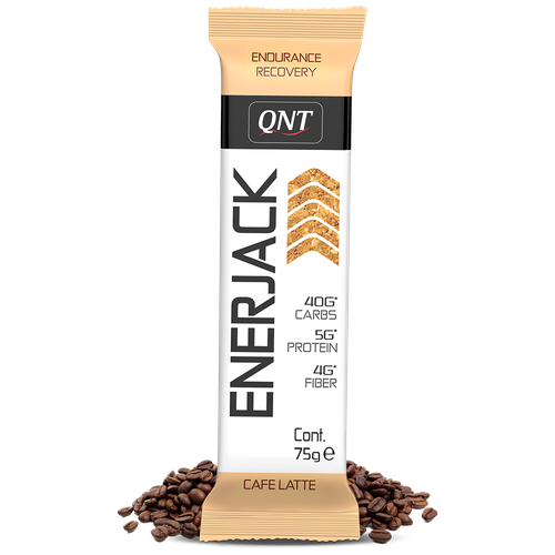 фото Qnt enerjack cafe latte 75g/ протеиновый батончик "энерджэк" кофе латтэ 75гр