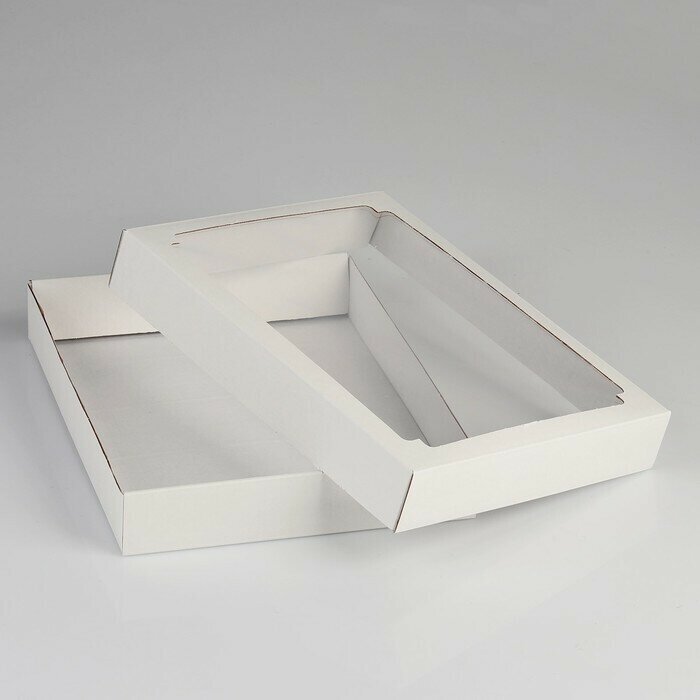 Коробка сборная, крышка-дно, с окном, белая, 26 x 21 x 4 см - фотография № 2