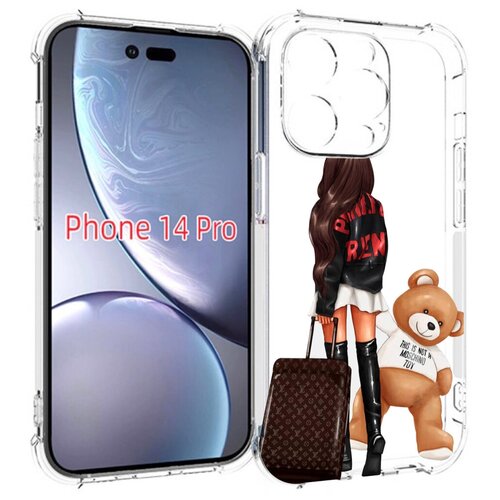Чехол MyPads девушка-с-модным-чемоданом женский для iPhone 14 Pro задняя-панель-накладка-бампер