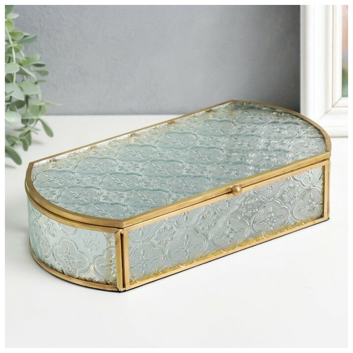 фото Шкатулка стекло с металлическим каркасом "Узорная" золото 5,5х13,5х24,5 см 7937231