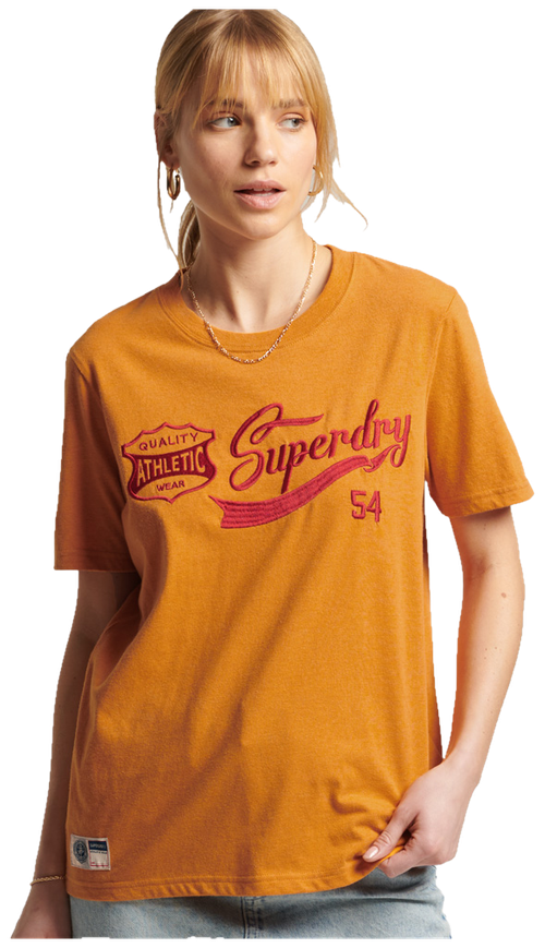 Футболка Superdry, однотонная, размер 14, оранжевый