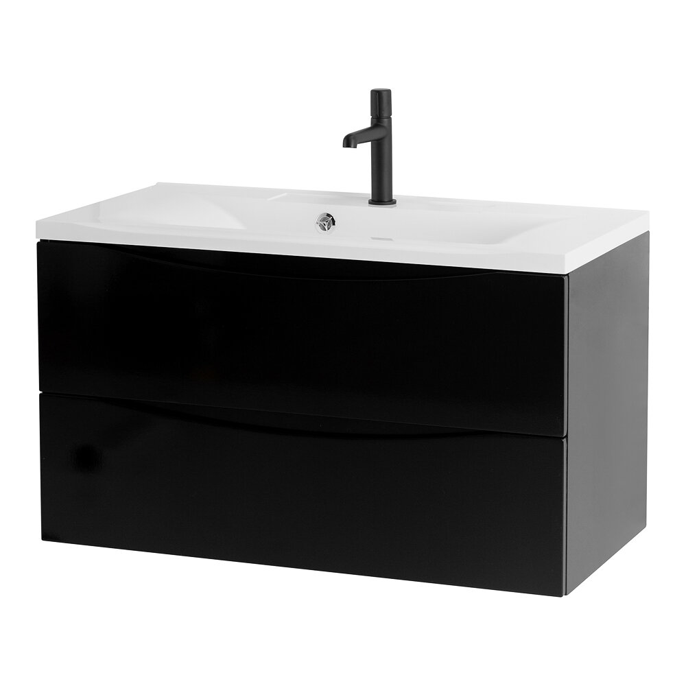 Тумба с раковиной Belbagno MARINO 90 2C-SO/BB900/450-LV-MR-PR Nero Lucido