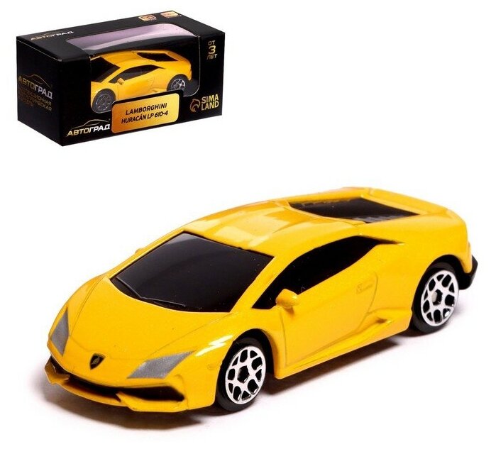 Машина металлическая LAMBORGHINI HURACAN LP610-4 1:64 цвет жёлтый