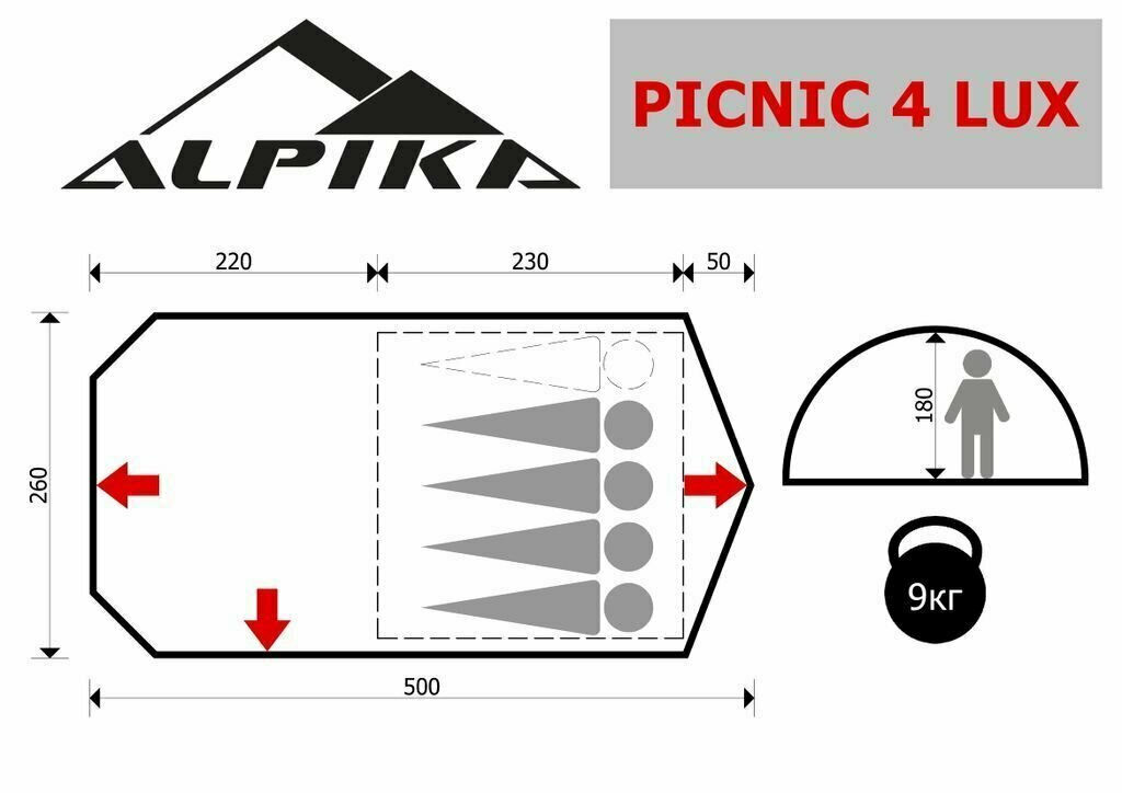 Палатка ALPIKA кемп Picnic-4lux