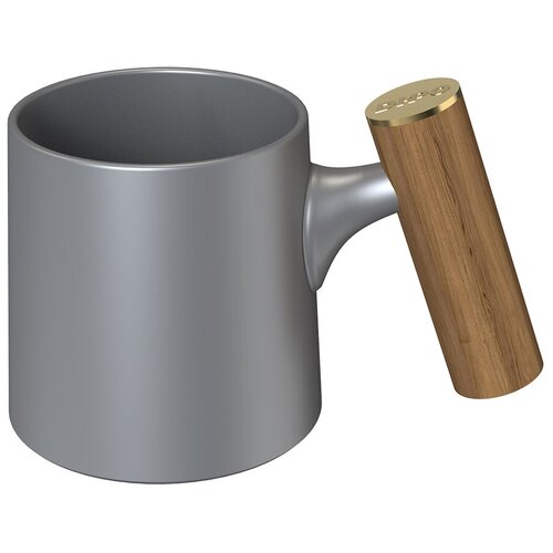 DHPO Керамическая кофейная кружка Желтая с деревянной ручкой 450мл