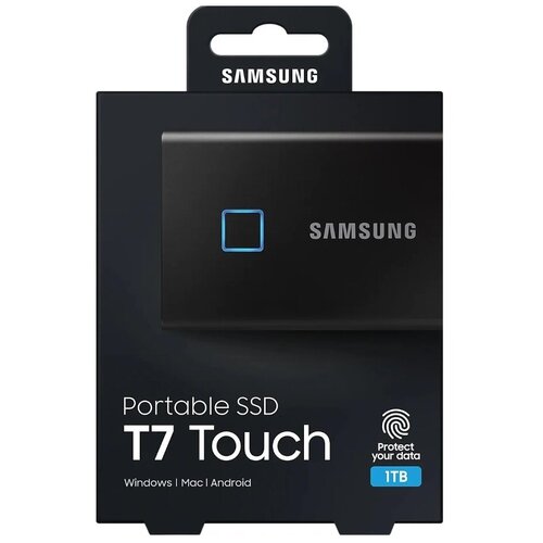 1 ТБ Внешний SSD Samsung T7 Touch, USB 3.2 Gen 2 Type-C, черный