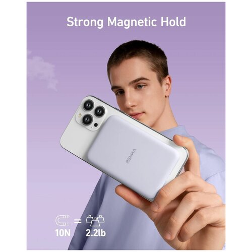 Внешний аккумулятор с магнитной беспроводной зарядкой Anker 621 Magnetic Battery MagGo Pink A1610Р51 520000₽