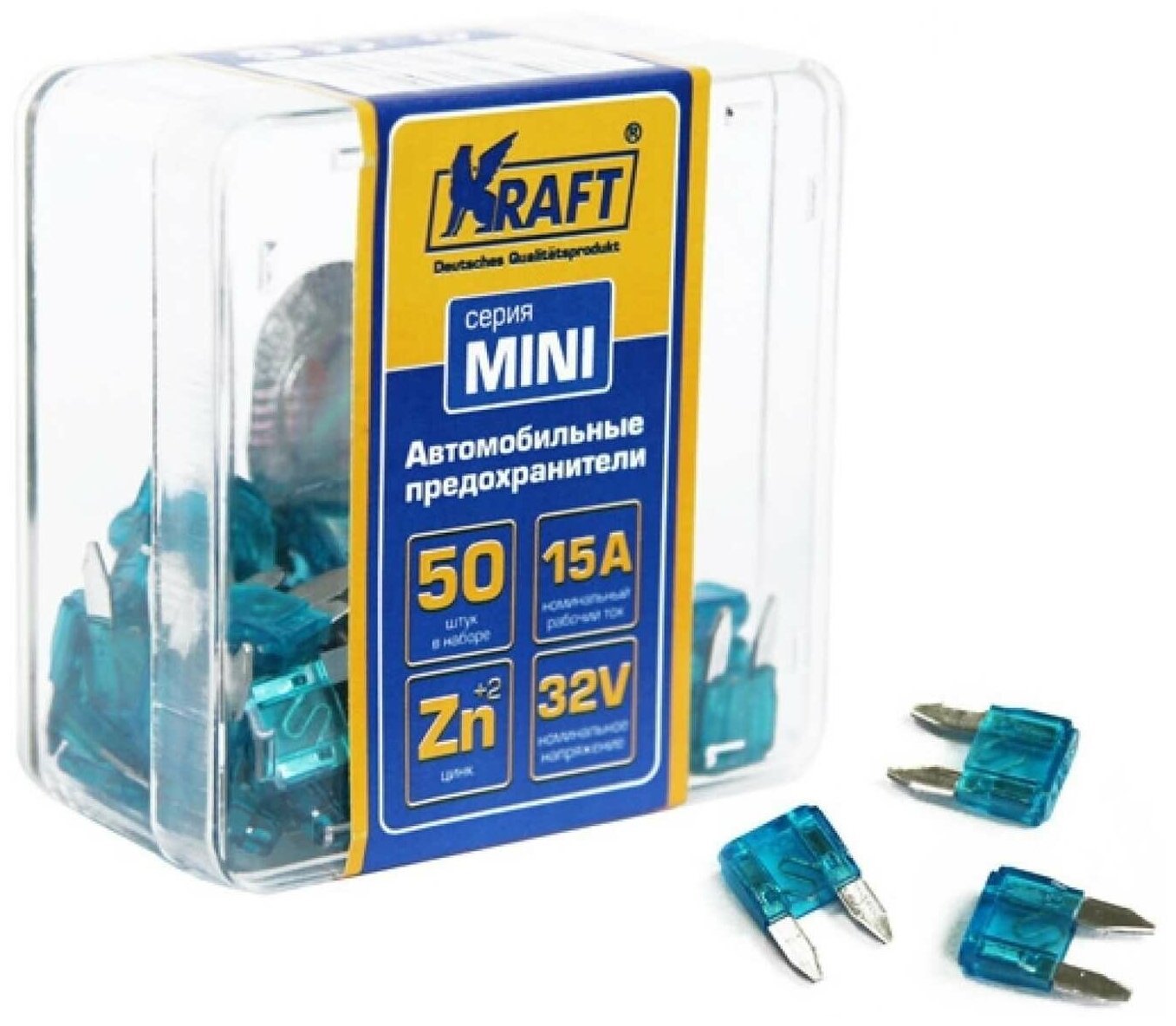 Набор Предохранителей 15а (Mini 50шт) Пласт. Кор. Kraft арт. KT870012