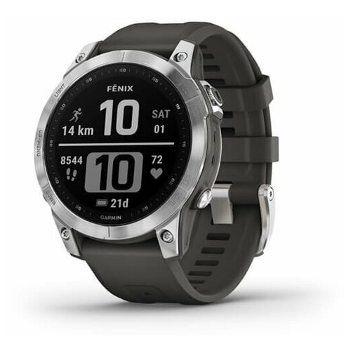 Garmin Смарт-часы Garmin FENIX 7 серебристый с графитовым силиконовым ремешком 010-02540-01 5864800₽