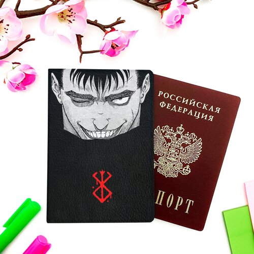 Обложка для паспорта Nezuko, красный, черный
