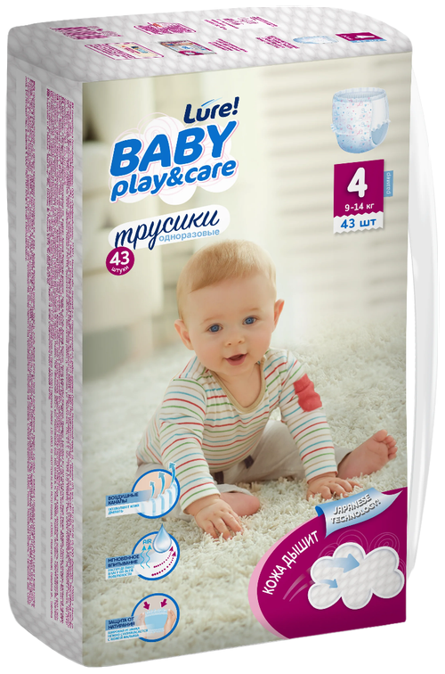 Lure трусики Baby Play & Care 4 (9-14 кг), 43 шт.